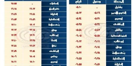 مواعيد قطارات القنطرة شرق/ بئر العبد وبشتيل/ كفر داوود/ السادات