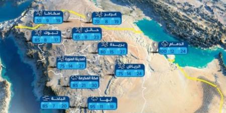 الأرصاد: هطول أمطار رعدية ورياح نشطة على بعض مناطق المملكة