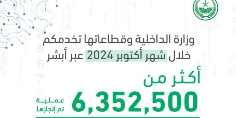 (6,352,500) عملية إلكترونية عبر منصة "أبشر" في أكتوبر